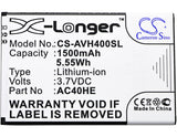 Battery for Archos 40 Helium AC40HE 3.7V Li-ion 1500mAh / 5.55Wh