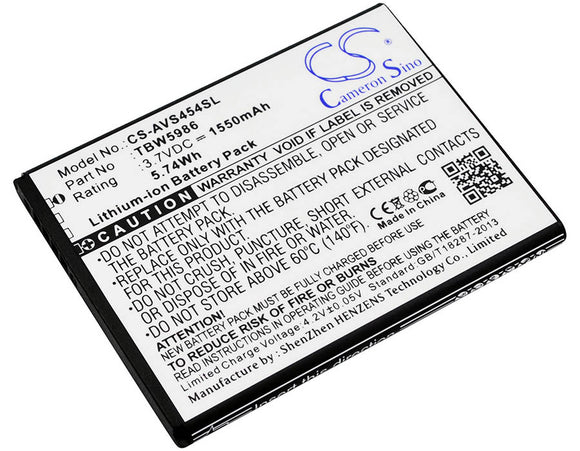 Battery for Archos 50c Neon AC300CA, TBW5986 3.7V Li-ion 1550mAh / 5.74Wh