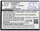 Battery for Archos 45 Helium 4G AC300CA, TBW5986 3.7V Li-ion 1550mAh / 5.74Wh