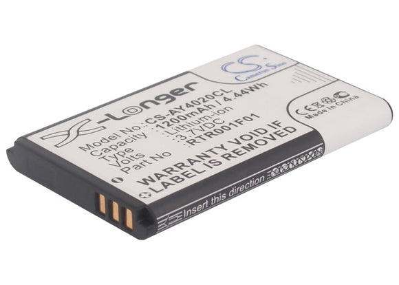 Battery for Alcatel 3BN67330AA 10000058, 3BN67332AA, RTR001F01 3.7V Li-ion 1200m