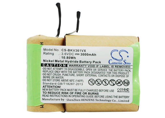 Battery for Black+Decker V3610G 5100363-03 3.6V Ni-MH 3000mAh / 10.80Wh