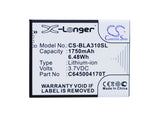 Battery for BLU A310 C645004170T 3.7V Li-ion 1750mAh / 6.48Wh