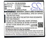 Battery for BLU D250 C505629140I, C505629140L, C505629140T 3.7V Li-ion 1400mAh /