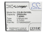 Battery for BLU D412u C726004200T 3.7V Li-ion 2000mAh / 7.40Wh
