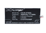 Battery for BLU S480u C1275703300P 3.8V Li-Polymer 3000mAh / 11.40Wh