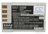 Battery for Olympus E3 BLM-5, EA-BLM5 7.4V Li-ion 1600mAh