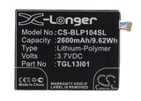Battery for Wiko Darside TLG15G08 3.7V Li-Polymer 2600mAh / 9.62Wh