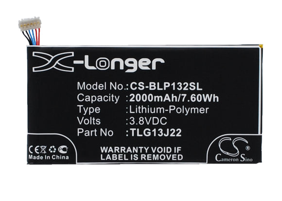 Battery for BLU Life ONE X TLG13J22 3.8V Li-Polymer 2000mAh / 7.60Wh
