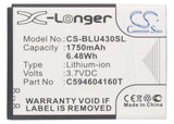 Battery for BLU VIVO 4.3 C594604160T 3.7V Li-ion 1750mAh / 6.48Wh