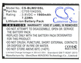 Battery for BLU W010Q C705104200L 3.8V Li-ion 1900mAh / 7.22Wh