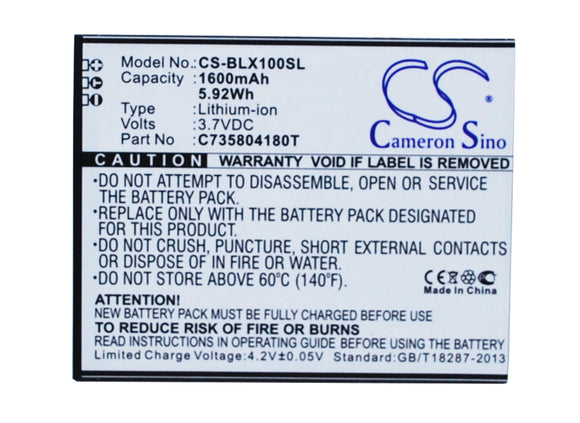 Battery for BLU Life Play X C735804180T 3.7V Li-ion 1600mAh / 5.92Wh