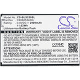Battery for BLU E050 C906052400L 3.8V Li-ion 2900mAh / 11.02Wh