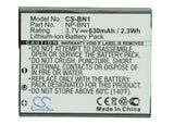 Battery for Sony Cyber-shot DSC-TX100 NP-BN, NP-BN1 3.7V Li-ion 630mAh / 2.33Wh