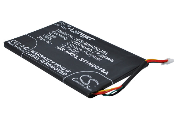 Battery for Barnes & Noble Nook Simple Touch DR-NK03, MLP305787, S11ND018A 3.7V 