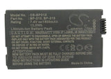 Battery for Canon MVX4i BP-310, BP-315 7.4V Li-ion 1620mAh