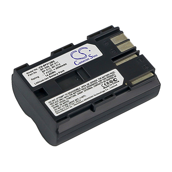 Battery for Canon MV500 BP-508, BP-511, BP-511A, BP-512, BP-514 7.4V Li-ion 2000