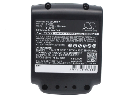 Battery for Black & Decker SSL20SB BL1114, BL1314, BL1514, LB16 14.4V Li-ion 150