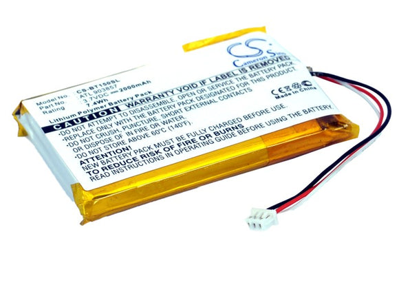 Battery for Globalsat TR-151 ATL903857, BP02-000540, GT920 3.7V Li-Polymer 2000m