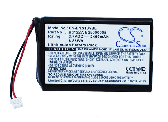 Battery for Baracoda RoadRunners BRR-FS B25000001 3.7V Li-ion 2400mAh / 8.88Wh