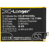 Battery for VIVO X23 Dual SIM B-E9 3.85V Li-Polymer 3300mAh / 12.71Wh