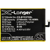 Battery for BBK Y37L B-86, BK-B-86 3.85V Li-Polymer 2700mAh / 10.40Wh