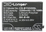 Battery for VIVO Xplay 3S B-69, BK-B-69 3.8V Li-Polymer 3200mAh / 12.16Wh