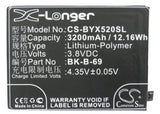 Battery for BBK VIVO Xplay 3S B-69, BK-B-69 3.8V Li-Polymer 3200mAh / 12.16Wh