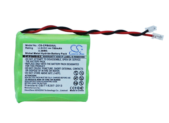 Battery for Universel AAA x 4 4.8V Ni-MH 700mAh / 3.36Wh