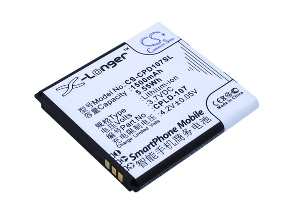 Battery for Coolpad 5108 CPLD-107 3.7V Li-ion 1500mAh / 5.55Wh