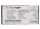 Battery for Coolpad D539 CPLD-30, CPLD-63 3.7V Li-ion 2000mAh / 7.40Wh
