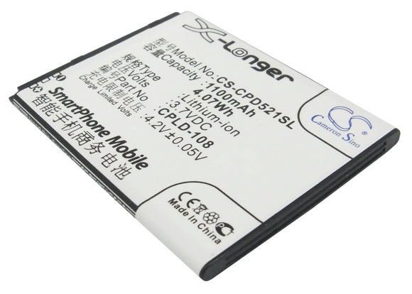 Battery for Coolpad 5210D CPLD-108 3.7V Li-ion 1100mAh / 4.07Wh