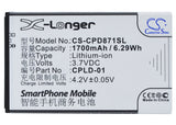 Battery for Coolpad 8710 CPLD-01 3.7V Li-ion 1700mAh / 6.29Wh