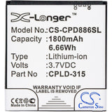Battery for Vodafone Smart 4 CPLD-315 3.7V Li-ion 1800mAh / 6.66Wh