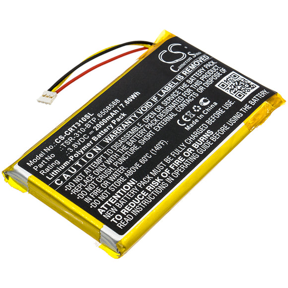 Battery for Crestron TSR-310 6508588, TSR-310-BTP 3.8V Li-Polymer 2000mAh / 7.60