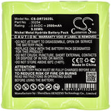 Battery for Deviser DS2002H 30254 3.6V Ni-MH 2500mAh / 9.00Wh
