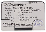 Battery for HTC Touch Cruise 2009 35H00118-00M, BA S330, JADE160 3.7V Li-ion 110