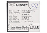 Battery for DOOV IEva D2 BL-G29 3.7V Li-ion 1650mAh / 6.11Wh