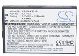 Battery for Emporia Solid Gron AK-V33i, AK-V33i (V1.0) 3.7V Li-ion 1250mAh / 4.6