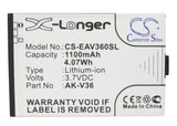 Battery for Emporia Elegance Premium AK-V35, AK-V36, AK-V37 3.7V Li-ion 1100mAh 