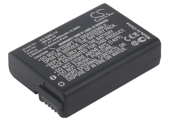 Battery for Nikon D5100 EN-EL14 7.4V Li-ion 900mAh / 6.6Wh