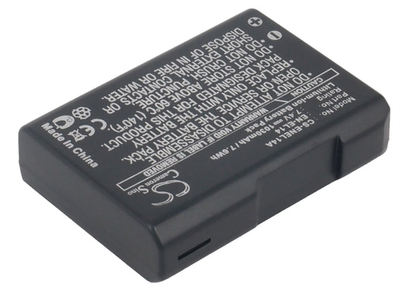 Battery for Nikon D3100 DSLR EN-EL14 7.4V Li-ion 1030mAh / 7.62Wh