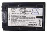 Battery for Sony HDR-CX110E NP-FV100 7.4V Li-ion 2850mAh / 21.10Wh