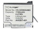 Battery for GoPro Hero 4 335-06532-000, AHDBT-401 3.8V Li-ion 1160mAh / 4.41Wh