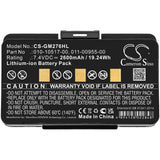 Battery for Garmin 100054300 010-10517-00, 010-10517-01, 011-00955-00 7.4V