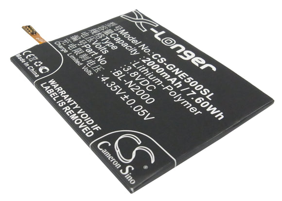Battery for GIONEE Elife E5 BL-N2000 3.8V Li-Polymer 2000mAh / 7.60Wh