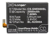 Battery for GIONEE E6t BL-N2000A 3.8V Li-Polymer 2000mAh / 7.60Wh