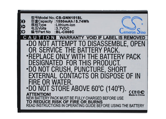 Battery for GIONEE GN151 BL-C008C 3.7V Li-ion 1550mAh / 5.74Wh