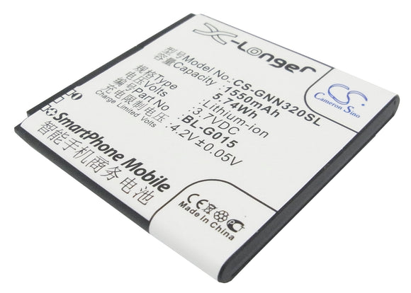 Battery for GIONEE GN205 BL-G015 3.7V Li-ion 1550mAh / 5.74Wh