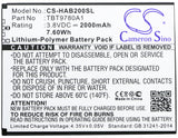 Battery for K-Touch Nibiru H1C TBT9780A1 3.8V Li-Polymer 2000mAh / 7.60Wh