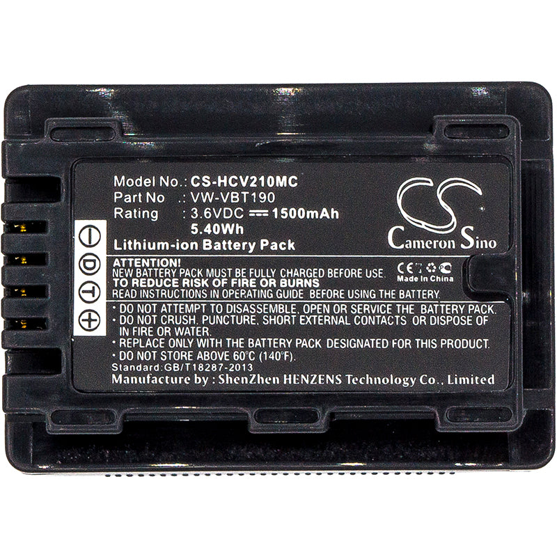 Replacement Battery for Panasonic HC-W580 (1500mAh Li-ion 3.6V